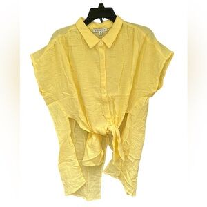 HYFVE Yellow Button Down Tie Front Top Women’s Size Small - NWT